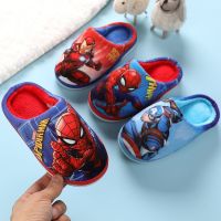 Disney Marvel heroes Childrens slippers Spiderman Half Pack Bedroom Slippers Kids Shoes Plush Half Slipper Soft Shoes Indoor Slippers home interior floor drag plush slipper