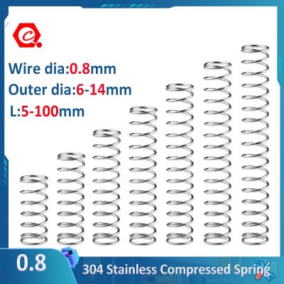 ✾ 5/10Pcs 0.8mm Wire Diameter Compression Springs 304 Stainless Steel Y-type Rotor Return Spring OD6-14mm L5-100mm