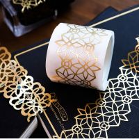 1 Pcs Retro Golden Hollow Series Lace Washi Masking Tape Release Paper Stickers Scrapbooking Label Stationery Decorative Tape