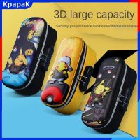 KpapaK เคสดินสอพิกาจู3D สามมิติ,เคสดินสอแบบพกพาแบบพกพานักเรียนผู้ชายและผู้หญิงกระเป๋าดินสอ Gembok KATA Sandi ได้หลายชั้นความจุมาก