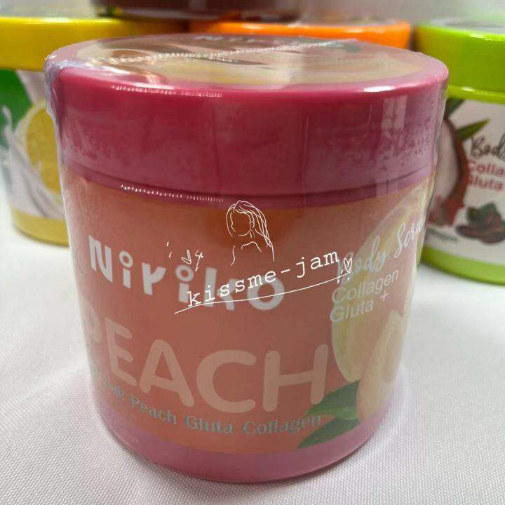 flash-sale-พร้อมส่ง-niriko-peach-เกลือสปาสคับขัดผิว-พีช-คอลลาเจน-700-มล