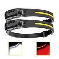 Sensor Headlamp COB XPE LED Head Lamp Flashlight USB Type-C Rechargeable Flash Head Torch White Red Light Head Built-in Battery