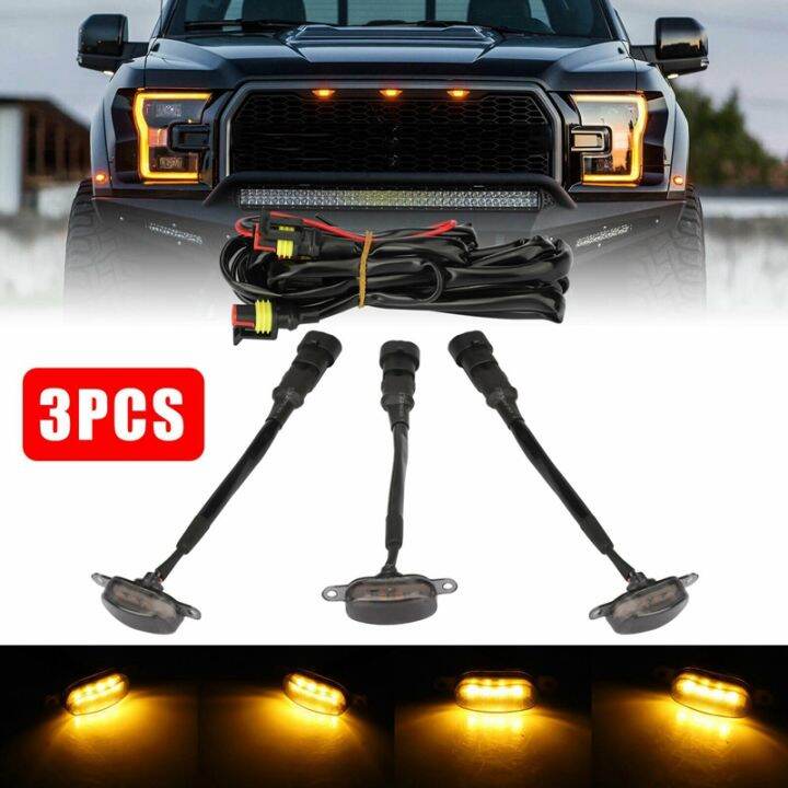 3X Smoked Lens Amber LED Front Grille Running Lights Lamps for Ford F150 Raptor Lazada
