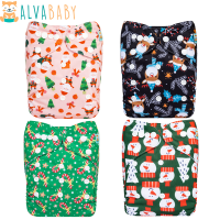 U Pick Alvaby ธีมคริสต์มาส Baby Pocket Diaper ผ้าอ้อมเด็กแบบใช้ซ้ำได้พร้อมไมโครไฟเบอร์1ชิ้น