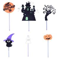 Halloween Cake Decorations 6PCS Cartoon Glitter Birthday Cupcake Toppers Portable Cake Inserts for Photography Prop Spooky Cupcake Decor for Party Favors fine