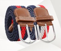 New 15 Colors Men Women Casual Knitted Pin Buckle Belt Woven Canvas Elastic Expandable Braided Stretch Belts Plain Webbing Strap Bag Accessories