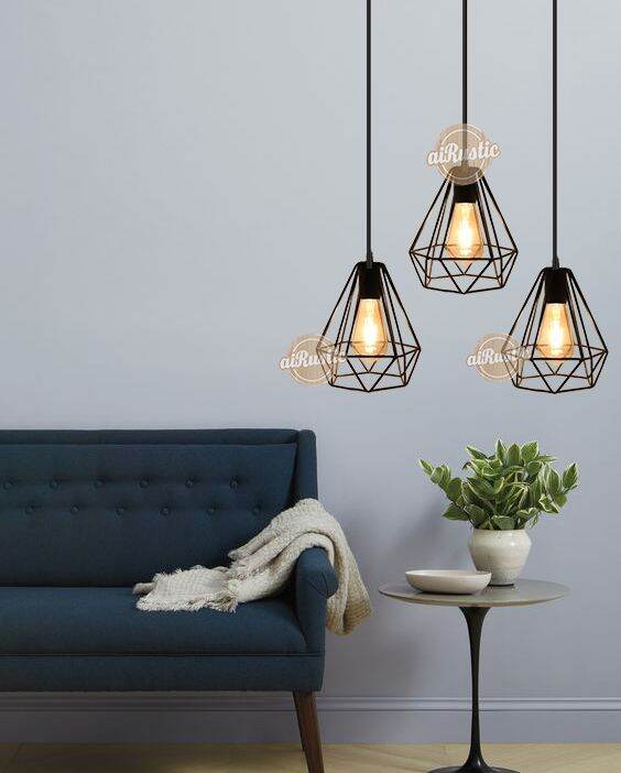 Kap lampu gantung diamond aesthetic vintage dekorasi rumah kamar tidur