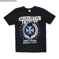 เสื้อยืดโอเวอร์ไซส์เสื้อยืดวง Agnostic FRONT BLUE IRON CROSS - MS-4XL  LO7S