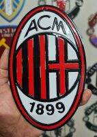 โลโก้ เอซี มิลาน AC Milan วัสดุเหล็กตัดเลเซอร์แบบแขวนติดผนัง ขนาด18cmทำสีเหมือนจริงเหมือนทำสีรถยนต์ภายนอกทุกขั้นตอน ทนแดดทนฝนติดตั้งง่าย