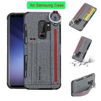 for Samsung Galaxy S20 Ultra E S10 Plus 5G S9 S8 Note 10 9 8 Phone Case Card Slot Wrist Strap Stand Fabric Cloth Back Cove Funda