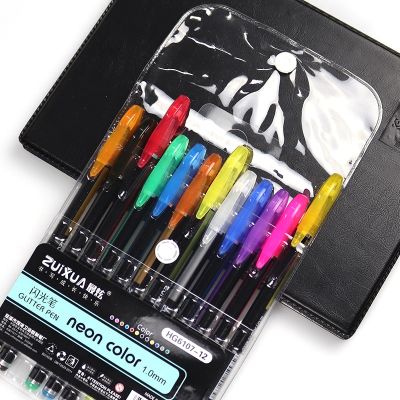ZUIXUA Neon Color Metal Gel Pens 12/16/24/36/48 Colors Student Neutral Pen Signature Pen Girls Writing Hand Painted Stationery