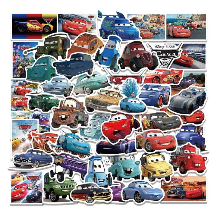 10/50PCS Cartoon Cars Stickers Lightning Mcqueen Decals For Skateboard ...