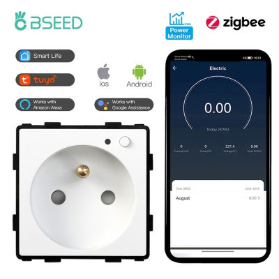 BSEED Zigbee ภาษาฝรั่งเศสคำซ็อกเก็ต Smart Wall Plug Power Monitor ฟังก์ชั่น Tuya Smart Life Alexa App ควบคุม DIY Part เท่านั้น