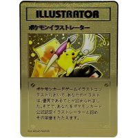 【LZ】✵❦  8.8x6.3cm pokemon illustrator pikachu genérico ouro cartão coleção metal ouro cartão brinquedos para crianças