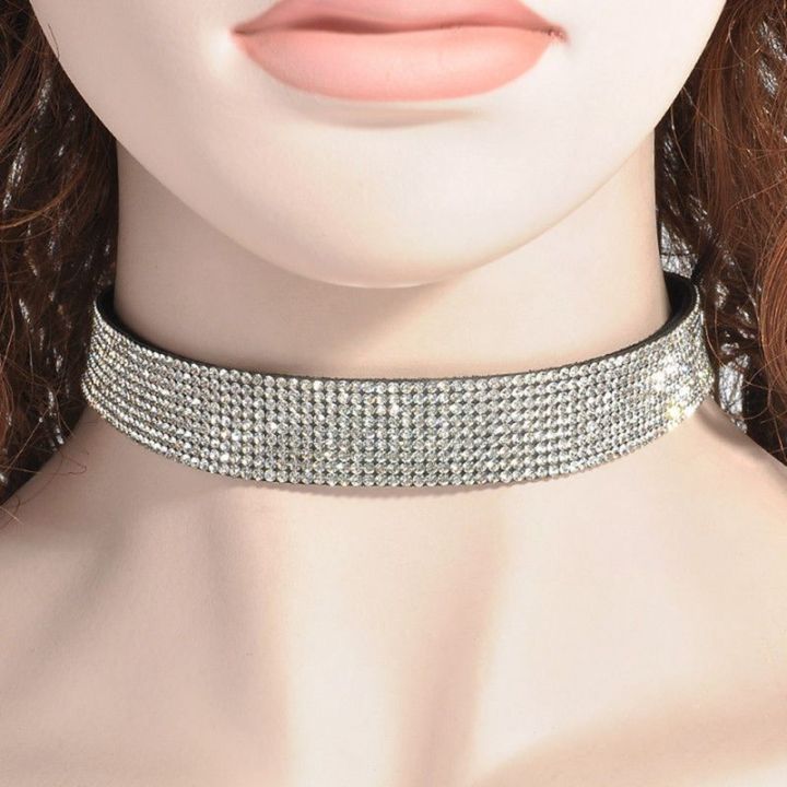 women-suede-leather-full-diamond-crystal-rhinestone-choker-collar-boho-necklace-jewelry