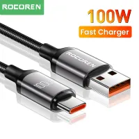 โปรโมชั่น Flash Sale : Rocoren USB Type C Cable 100W Fast Charging Charger Cable For Xiaomi Poco F4 F3 Realme Oppo Vivo Samsung Huawei 7A Supercharge USBC Data Wire Cord