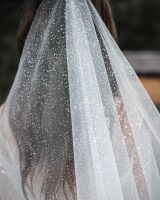 TOPQUEEN V101 Glitter Wedding Veil Sparking Bridal Veil 1 Tier Luxury Cathedral Length Champagne Colored Bride Accessories VEU Hair Accessories