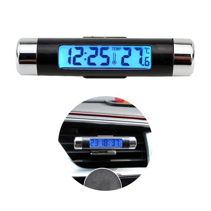 AUTODY 2in1 Car Clock with Blue Backlight Battery Powered