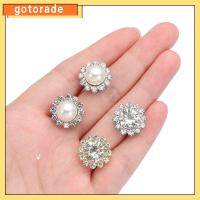 GOTORADE 10PCS ที่เป็นประกาย ชุดแต่งงาน คริสตัล เครื่องประดับเสื้อผ้า กระดุมมุก ปุ่ม Rhinestone กิ๊บติดผมไข่มุก เครื่องประดับหมวก