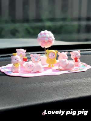 2023 new cute pink pig car furnishing articles her red cartoon decoration supplies of inside the car