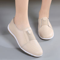 2021Women Genuine Leather Flat Shoes Woman Slip On Loafers Ladies Shoes Breathable Casual Flats Womens Moccasins Sneakers Women