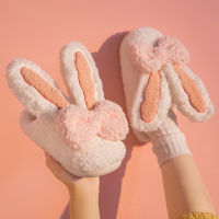 Fashion Women Slippers Winter Warm Fur Shoes Couples Cute Rabbit Ears Soft Sole Home Indoor Ladies Plush Slides Zapatillas 2022