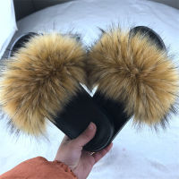 Faux Fur Slippers Women Home Fluffy Flat Slides Comfort Furry House Shoes Winter Sweet Shoes Female Slipper Indoor Flip FlopsTH