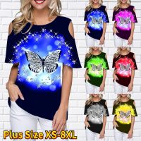 Summer Sexy Retro Top Loose Tee New Design Printed Pullover Womens Oversized Tee Shirt Off-the-shoulder Short Sleeve Round Neck
