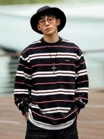 Original 320G retro NAUTICA round neck embroidery striped long sleeve cityboy style T-shirt