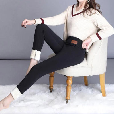 กางเกงฤดูหนาวเอวสูงกระชับกางเกงผ้าแคชเมียร์สำหรับผู้หญิงชุดทางการสำหรับฤดูหนาว