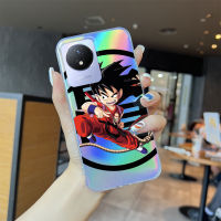 Volans เคสโทรศัพท์ Vivo Y02 Y16 Y22S Vivo Y22 Y19 Y76อนิเมะ5G (มังกร) การ์ตูน Son Goku เคสโทรศัพท์สลายเลเซอร์สีรุ้งโปร่งใสขอบบางเฉียบ TPU นุ่มมากเคสกันกระแทกมีสีสันบัตรเลเซอร์ในตัว