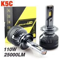 2ชิ้น K5C 110วัตต์ H7 H4หลอดไฟ Led ท่อทองแดงคู่ H1 H3 HIR2 H11 HB3 9005 HB4 9006 9012 H9 Led ไฟหน้า4300พัน6000พัน *