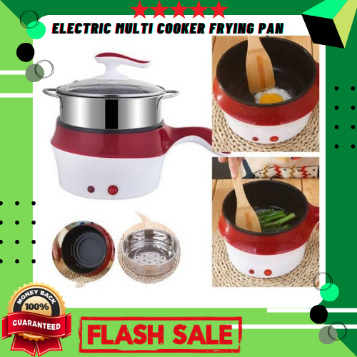 4-in-1 Multifunction Electric Cooker Skillet Grill Pot Wok Electric Hot Pot for Noodles Cook Rice Fried Stew Soup Steamed Fish Boiled Egg Small Non