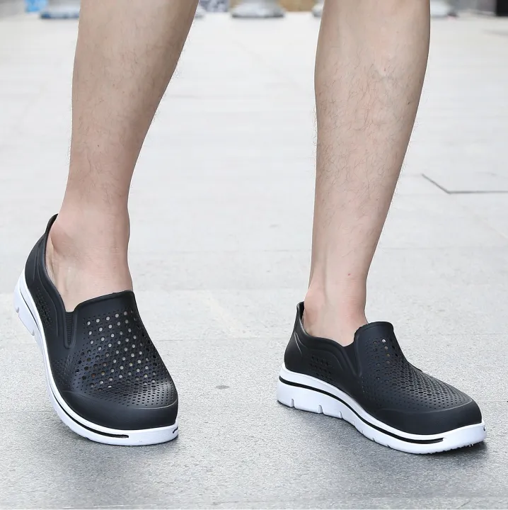 5381 black shoes men's waterproof shoes short tube soft sole outdoor