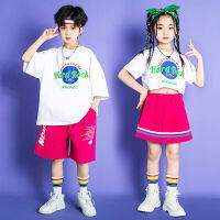 เด็ก Hip Hop สีขาว Crop T เสื้อ Rose กางเกงขาสั้นกระโปรง Mini สำหรับสาว Boy Jazz Dance เครื่องแต่งกายวัยรุ่นเชียร์ลีดเดอร์ชุด Clothes