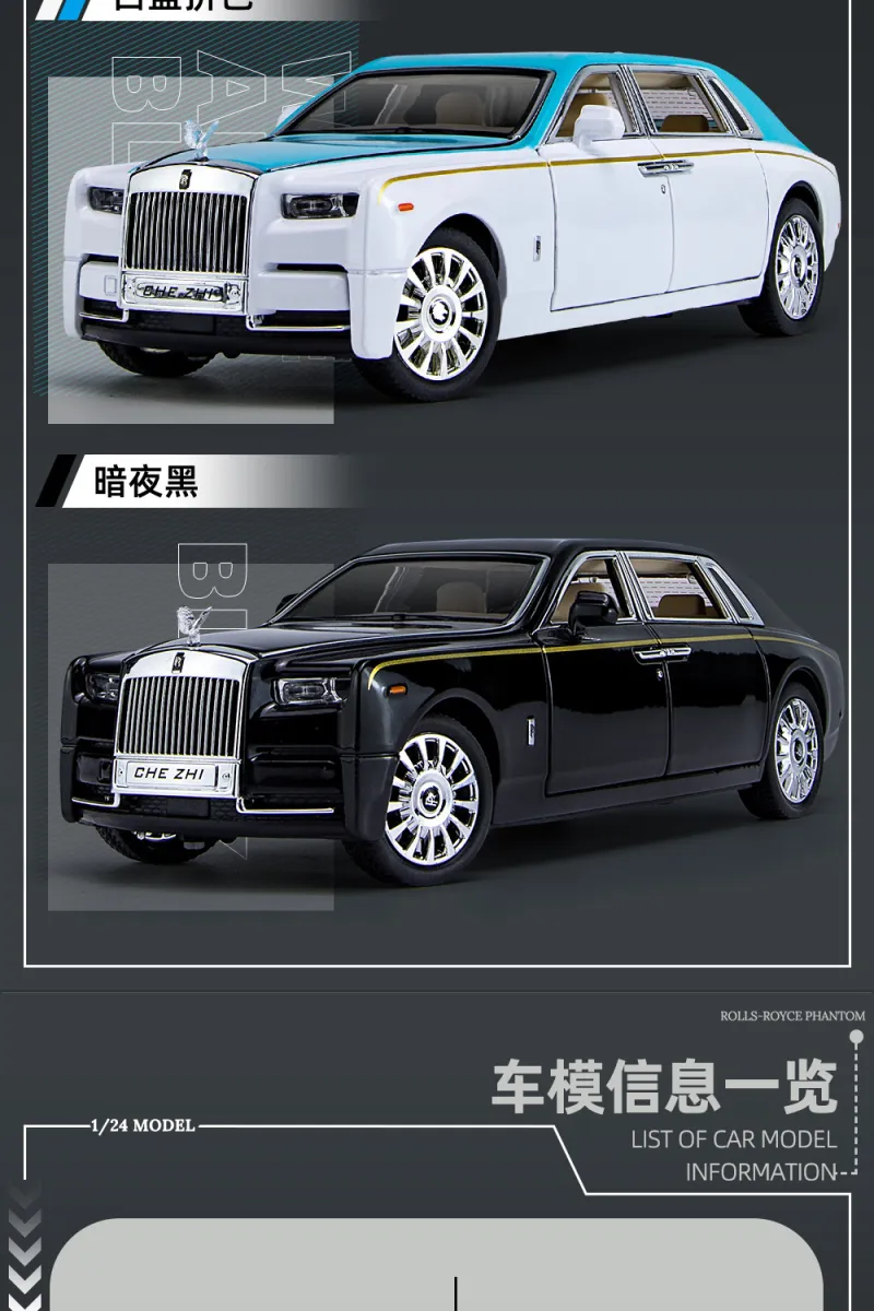 Amazoncom EROCK Exquisite car Model 124 RollsRoyce Phantom Model CarZinc  Alloy Pull Back Toy car with Sound and Light for Kids Boy Girl Gift  White  Toys  Games