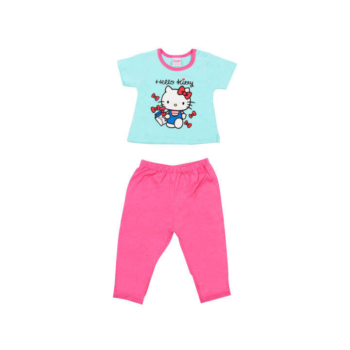 Sanrio Hello Kitty Icon Baby Girl Pyjamas Suit With Short Sleves 100% ...