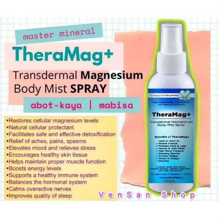 TheraMag Transdermal Magnesium Body Mist Spray 100ml FDA Approved Lazada PH
