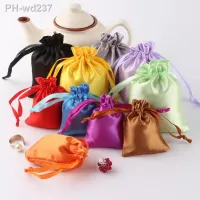 10pcs Silk Stain Drawstring Gift Bags with Ribbon for Jewelry Hair Travel Watch Bead Ring Makeup Pouch Wedding Favors Candy Bag