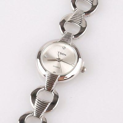 （A Decent035）New FashionSilver PopularWomen Girl WatchBand LuxuryWristwatch 4 Colors