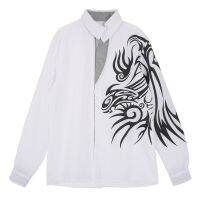 Cool Mens European Domineering Dragon Design Shirt Slim Fit Attractive Shirt