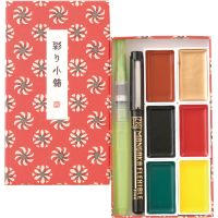 KURETAKE Chinese Painting Watercolor Color 6 Colors Color Pigment Suit Solid Watercolor With fountain pen and line marker