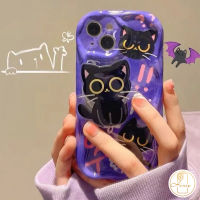 การ์ตูนแมวน่ารักเคสสำหรับ Realme C11 C25 C20 C55 C25Y C35 C17 C20A 7i 5i 6i 9i C21 5 5S C33 C12 C21Y C31 C25s C15นิ่มเคสขอบโค้ง3D หยักพร้อมที่ยึดมือถือแมว