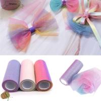 WIGLEYU 10หลา ผ้างานฝีมือ กากเพชรสีรุ้ง สีไล่ระดับสี ม้วน Tutu Tulle นุ่มนุ่มๆ ชุดคลุมศีรษะ ผ้าออร์แกนซ่า ดีไอวาย