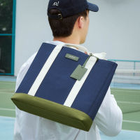 Archive Small Hampton Tote II (Navy/Canvas/Green/Green) กระเป๋าผ้าแคนวาสกันน้ำป้ายหนังวัวแท้