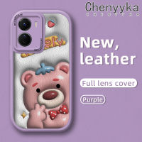 เคส Chenyyka สำหรับ VIVO Y16 Y35 5G Y56 5G 3D การ์ตูนหมีน่ารักเคสใส่โทรศัพท์หนังกันกระแทกลวดลายใหม่ซิลิโคนนิ่มเลนส์กล้องถ่ายรูปเคสป้องกันรวมทุกอย่าง