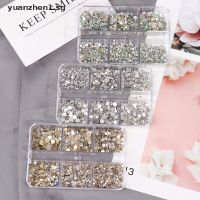 6 Sizes Boxed Crystal Flat Rhinestones Kit Hybrid Nail Art Decorations AB Colorf .