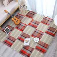 Cotton Linen Puzzle Car Square Stitching Tatami Rug School Dorm Home Stripe Plaid Floor Mats Rugs Tailorable Non-slip Tatami