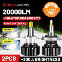 Bullvision Hir2 9012 Led 360 Headlights H7 H11 9005 9006 6000K Car Lamp 20000Lm H8 H9 H1 Ice 8000K HB3 HB4 Fog Bulbs Moto H4 CSP