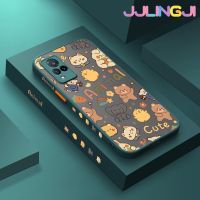 Jjlingji เคสสำหรับ VIVO V21 4G เคส V21s V21 5G ตุ๊กตาการ์ตูนน่ารักบางมีน้ำค้างแข็งโปร่งใสแข็งขอบสี่เหลี่ยมกันกระแทกปลอกซิลิโคนคลุมทั้งหมดเคสนิ่มป้องกัน